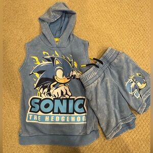 SONIC The Hedgehog Youth Kid's Tank with Hoodie & Shorts Set Size XS